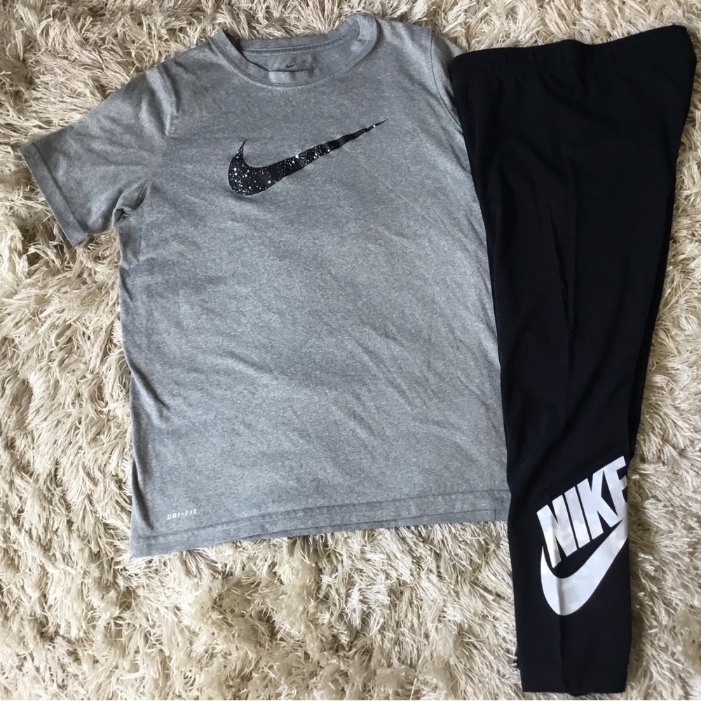 NIKE Girls size L Juniors XS T SHIRT CAPRIS OUTFIT